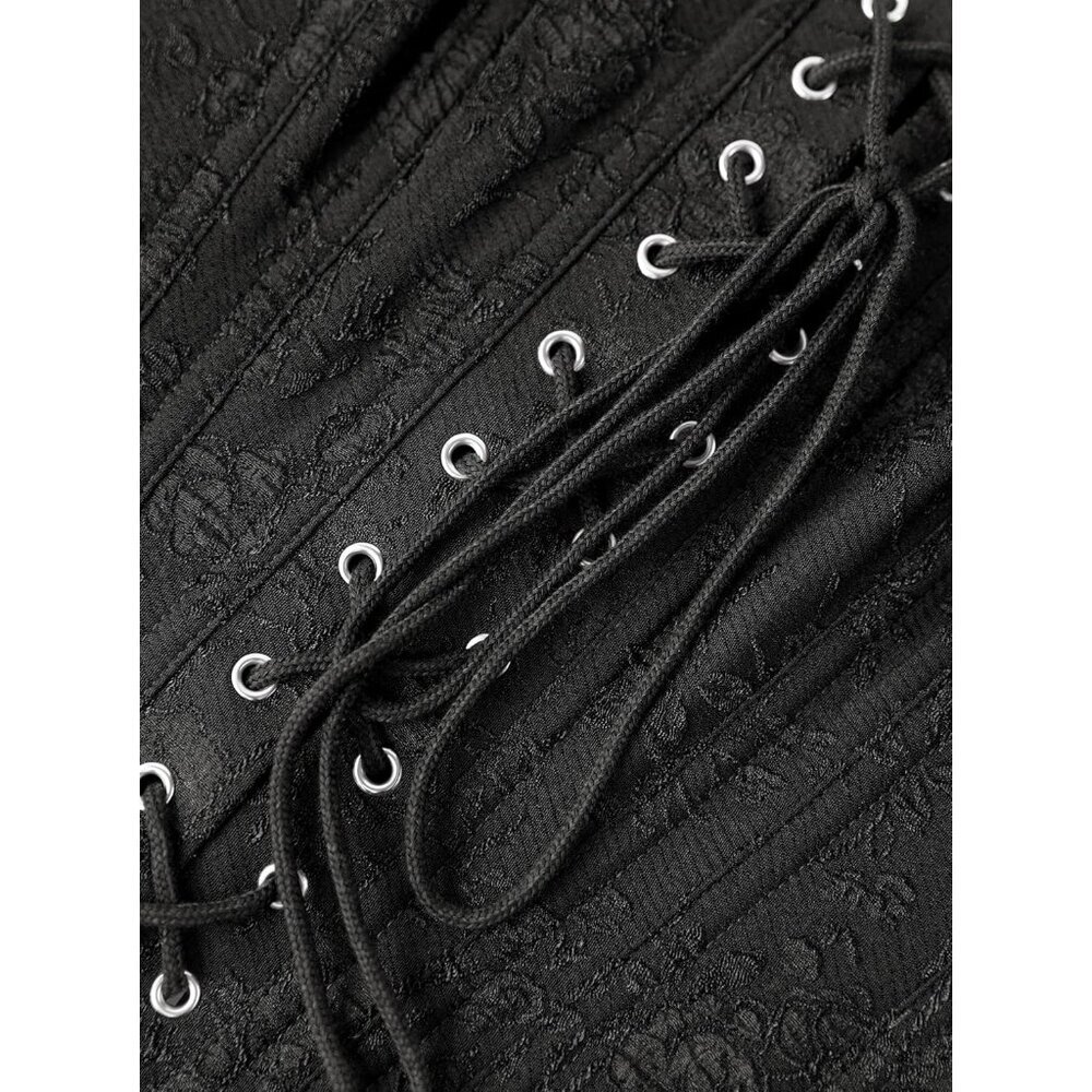Women Lace Up Corset Top Overbust Strapless Crop Halloween Party Fashion - Picture 5 of 7